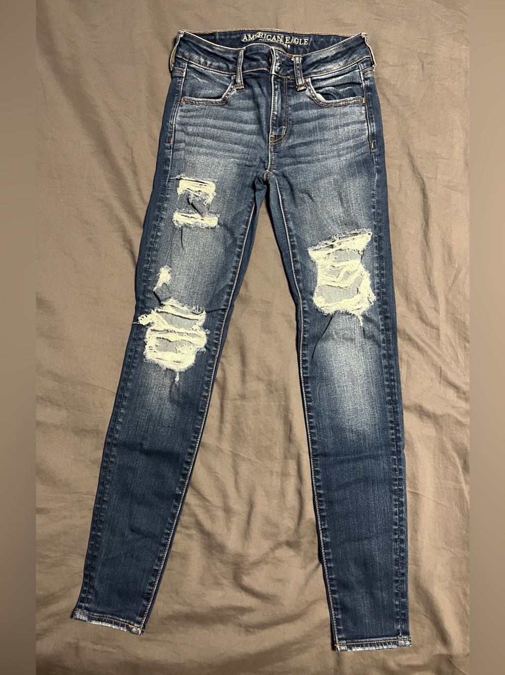 American Eagle Outfitters Ripped Dark Blue Jeggings, size 0